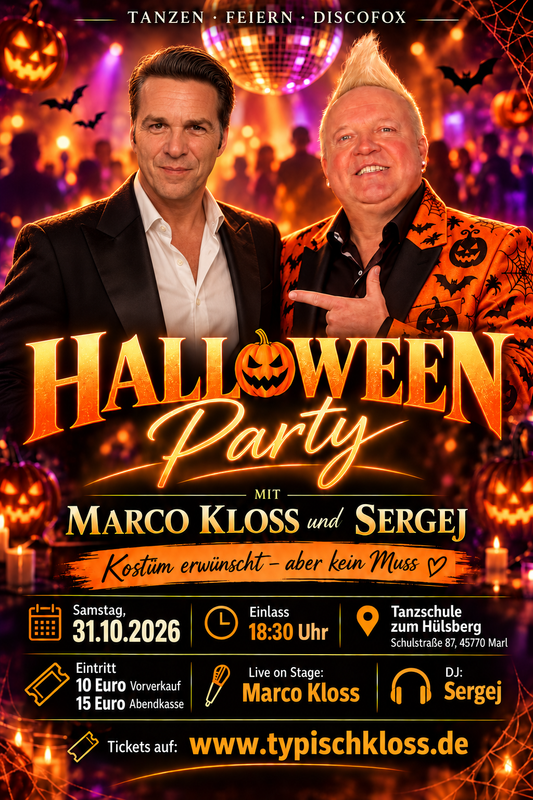 Halloween-Party mit Marco Kloss und Sergej | 31.10.2026 · Marl – #typischkloss