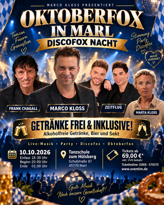 Marco Kloss Oktoberfest in Marl 2026 – Ticket inkl. Getränke - Pärchenticket – #typischkloss